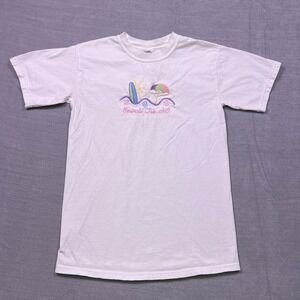 Gildan Ultra Cotton Emerald Isle NC Surf Beach Umbrella T Shirt Size Small White